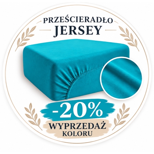 wyprzedaż koloru  Prześcieradło JERSEY z gumką 100% bawełny - 27 turkus
